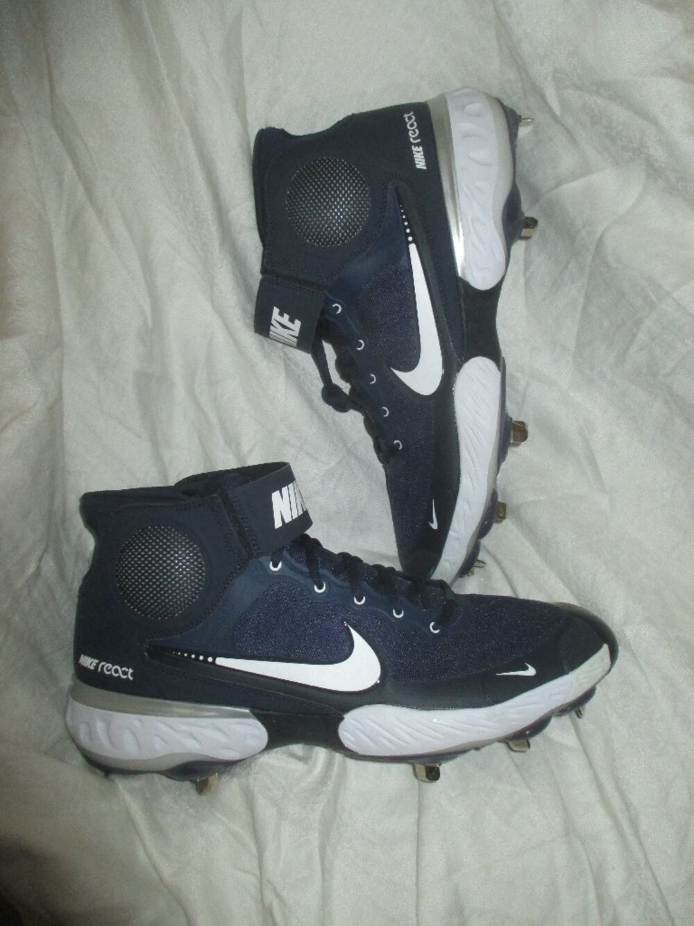 Nike React Alpha Huarache Elite 3 Navy Blue Baseball Cleats Sz 15